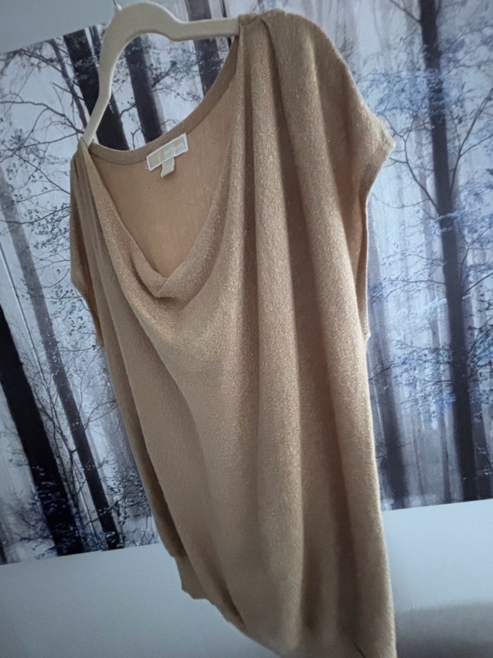 Michael Kors Metallic Gold Cowl Neck Top. size MEDIUM. NEW
